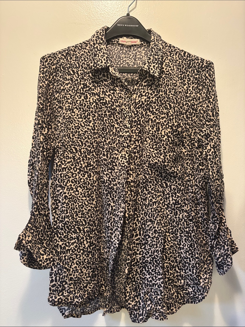 grand & greene Leopard Print Button-Down Shirt - Tan & Black